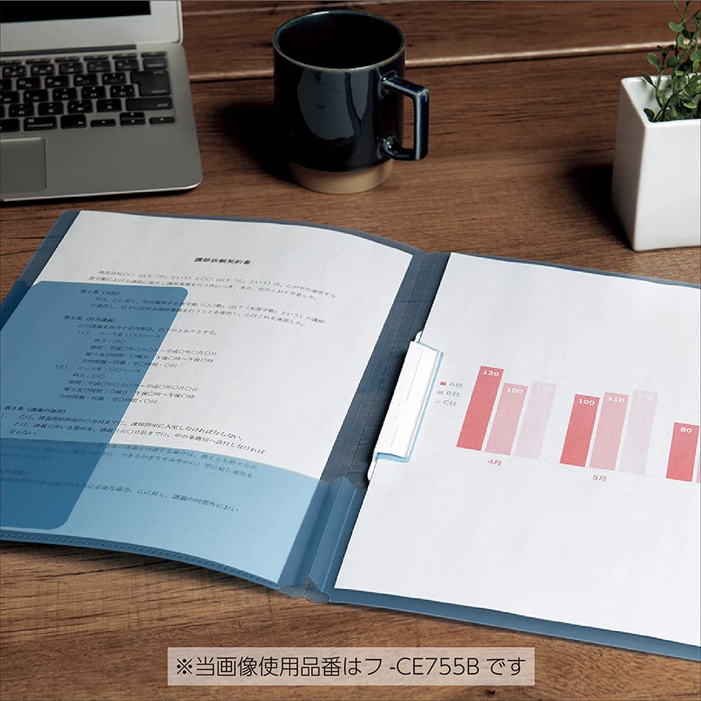 Kokuyo Portfolio Folder with Pockets Folder for Paper Organization,Heavy Duty Pocket Folder Fits US Letter & A4，Dual-Purpose Clip & Pocket Design(FU-CE755B)