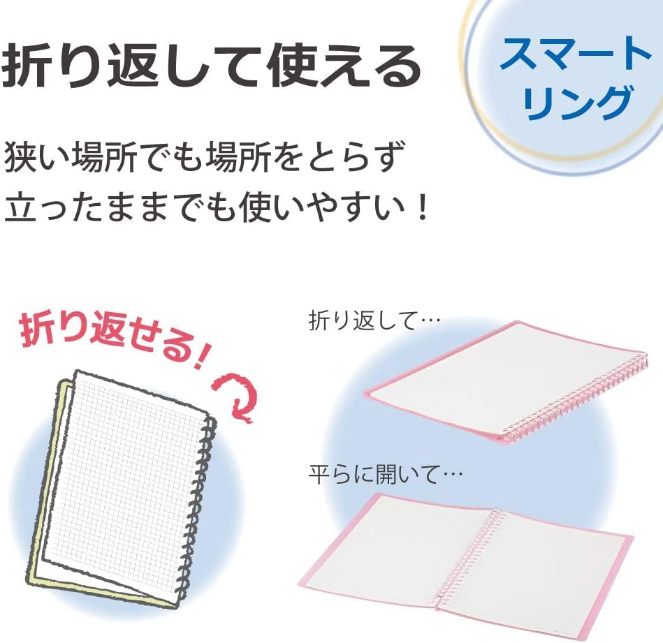 Kokuyo Campus Smart Ring Binder, B5 Clear Refillable Binder Notebook 26 Holes with 10 Extra Loose-Leaf Paper, Up to 60 Filler Papers for Work & Study, Japan Import (RU-SP706T)