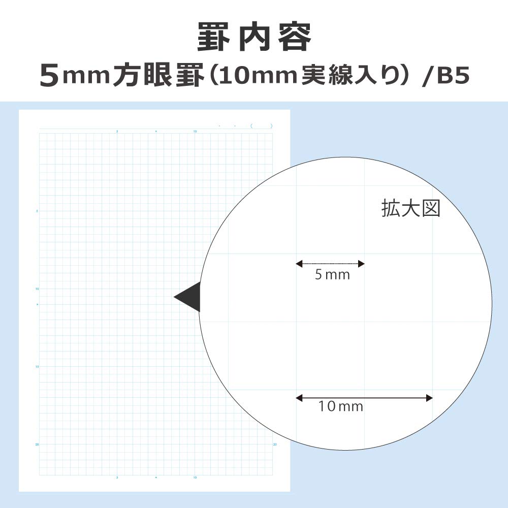 KOKUYO Campus Notebook, Easy Erasing, Semi-B5, 5mm(0.2in) Grid Ruled, 0.4 inch (10 mm) Solid Line, 30 Sheets, Pack of 5, Blue Colors, Japan Import (NO-30S10-5X5B)
