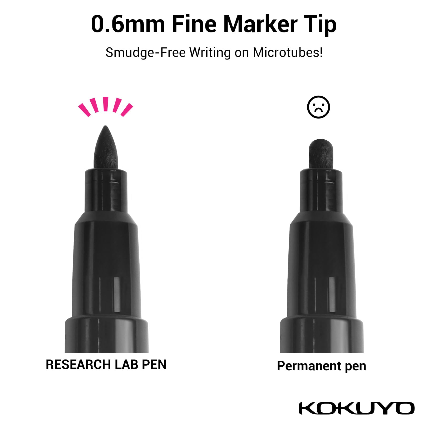 KOKUYO Alcohol Resistant Laboratory Markers, 5 Black Permanent Freezer Lab Pens with 0.6mm Fine Point Tip, Designed for Industrial, Lab and Hospital Use, Japan Import