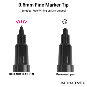 KOKUYO Alcohol Resistant Laboratory Markers, 5 Red Permanent Freezer Lab Pens with 0.6mm Fine Point Tip, Designed for Industrial, Lab and Hospital Use, Japan Import