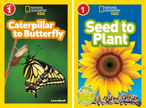 National Geographic Kids 10 Book Set - Pre-Reader & Level 1 : Buzz Bee, Flutter Butterfly, Slither Snake, Hoot Owl, Sleep Bear, Ants, Caterpillar to Butterfly, Seed to Plant, Plants, Animal Tails