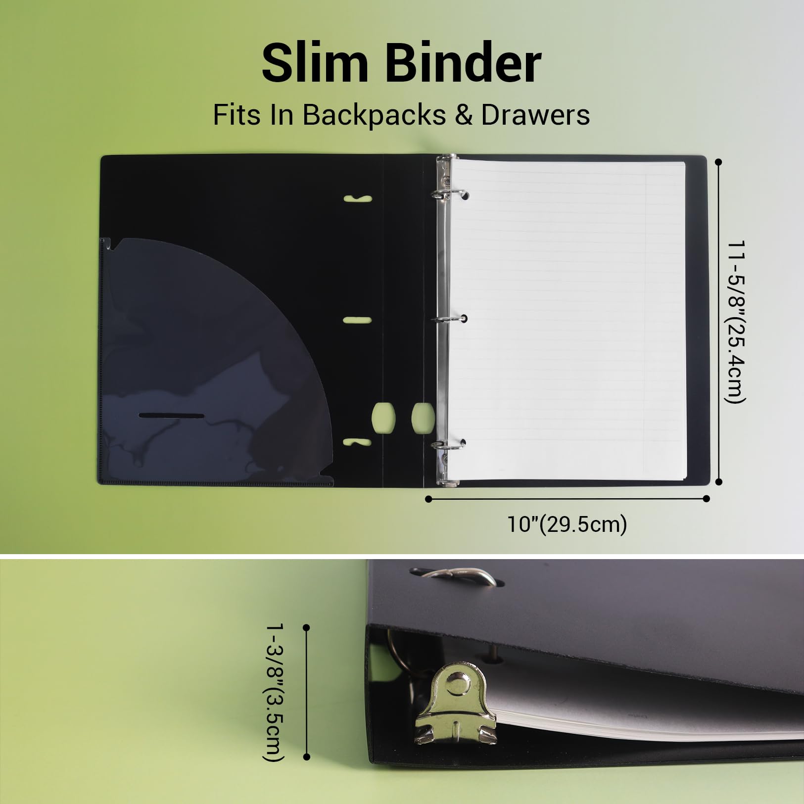 MUKAWA 1 Inch 3 Ring Binder, D-Ring Binder Holds 250 Sheets, PP Cover with Writable Spine Label, Lay-Flat Design, Letter Size 8.5x11, Lightweight for School, Office & Home Organization, 2 Pack, Black