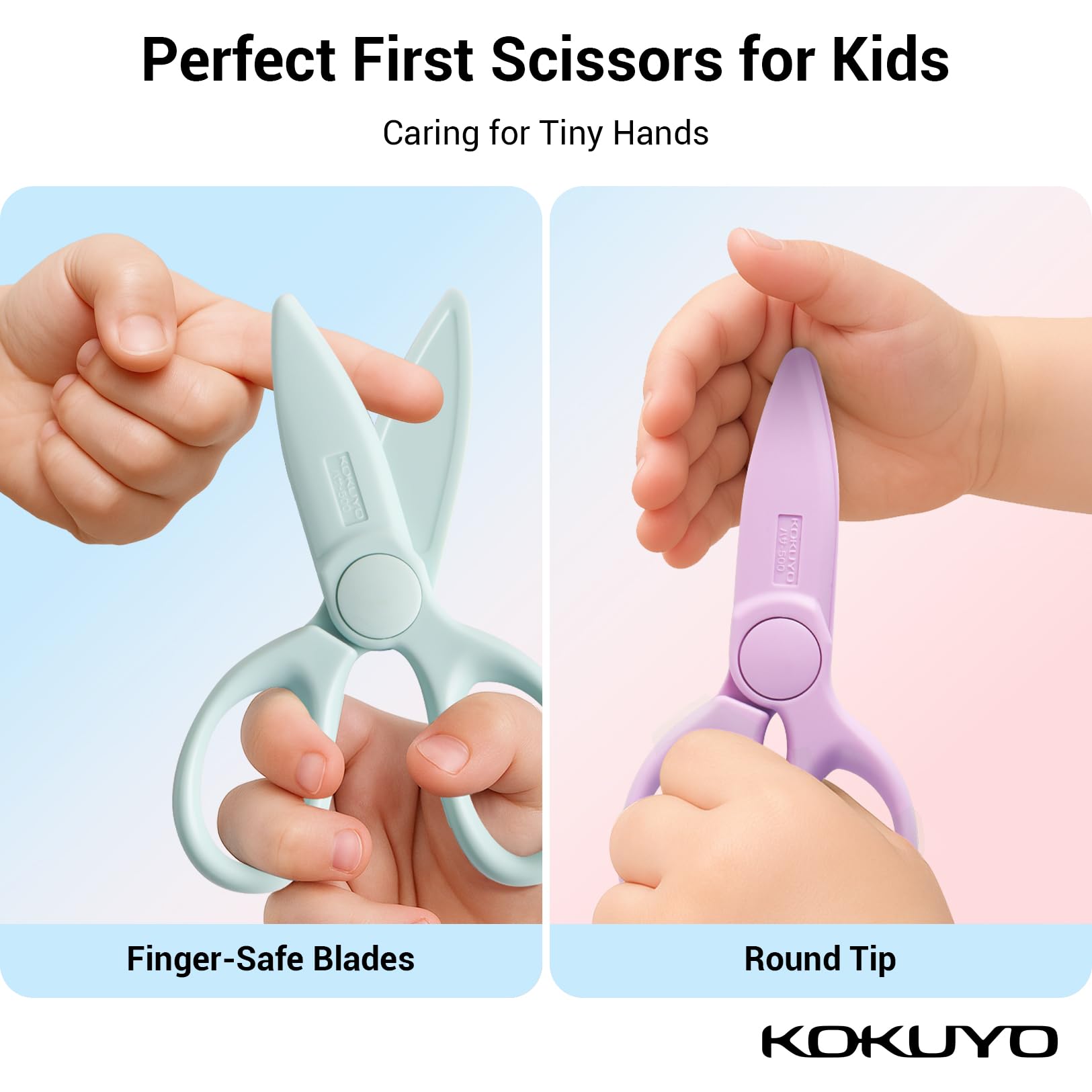 Kokuyo Toddler Safety Scissors, 2 Pack ABS Child-Safe Preschool Training Kids Scissors & Practice Sheets Paper Cutting, Ergonomic Blunt Tips, Early Childhood Craft Supplies for 2-4 Years, Japan Import