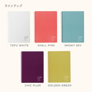 KOKUYO ME Graph Spiral Journal Notebook, A5 Soft Ring 5 mm Grid Paper Notebook with 50 Smooth Sheets, 5.8'' x 8.3'' Cute Small Journaling Notebook, Tofu White, Japan Import. (KME-SR931S5W)