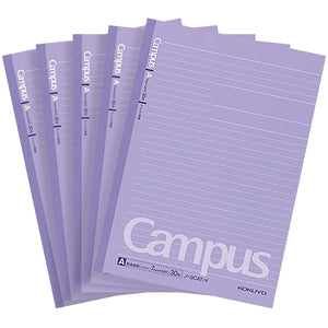 KOKUYO Campus Notebook, Dot A 7mm Ruled, Semi-B5, 30 Sheets, 30 Lines, Purple, Pack of 5, Japan Import (NO-3CAT-V)