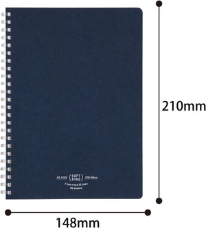 KOKUYO D Shaped Soft Ring Notebook, 7mm Rule, 25 Lines, 80 Sheets, A5, Natural Style, Set of Black, Beige, Navy, Japan Import (SU-SV638A)