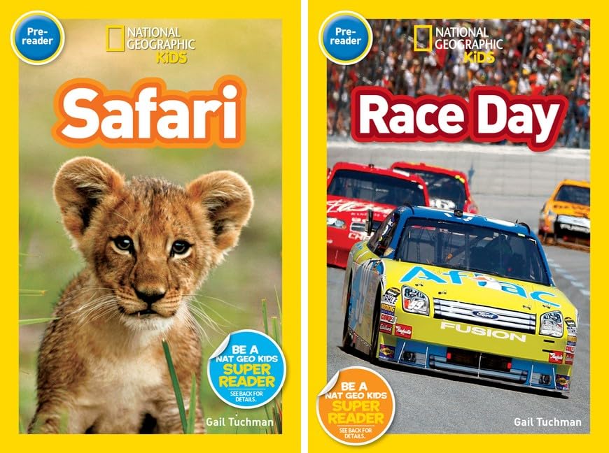 National Geographic Kids Readers Pre-Reader 10 Book Set: Climb Koala, At the Beach, Play Kitty, Trot Pony, Flutter Butterfly, Hoot Owl, Slither Snake, Sleep Bear, Safari, Race Day Early Reader Set