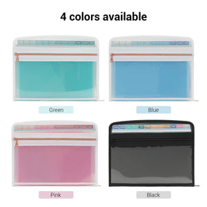 Mukawa 13 Pocket Expanding File Folder, Zipper Accordion File Folder, Expandable Folder with Customized Labels, Document Organizer for School Kids, Office Paper Organizer, Letter Size (Green)