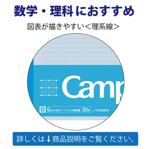 KOKUYO Campus Notebook for Science Subjects, Dot B 6mm Ruled, Semi-B5, 30 Sheets, 35 Lines, Pack of 5, 5 Colors, Japan Import (NO-F3CBKNX5)