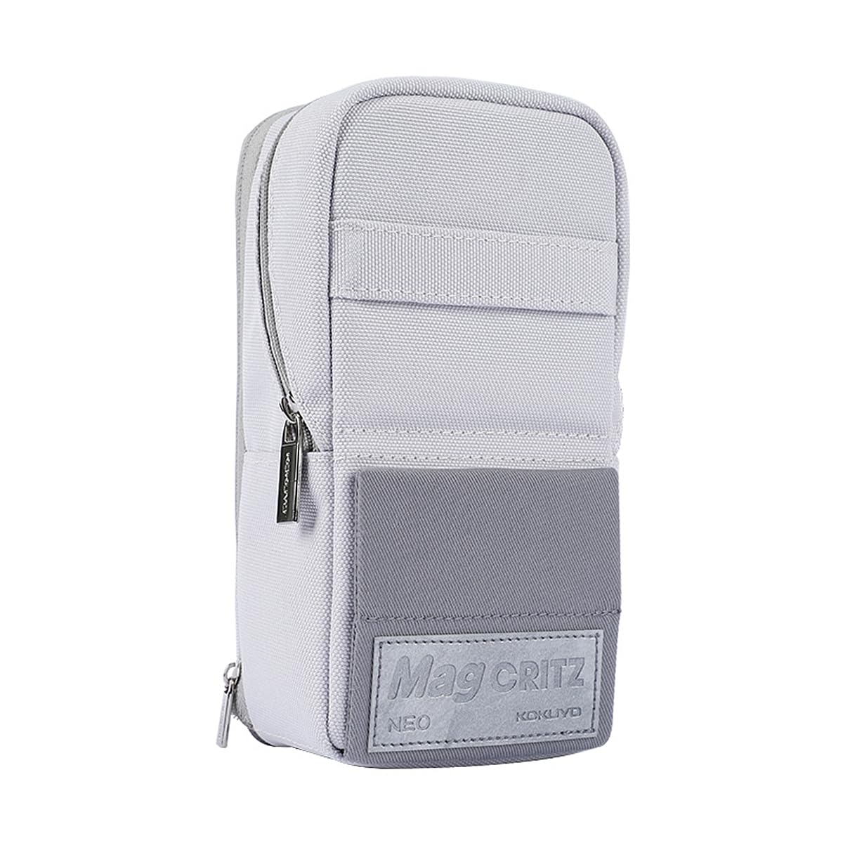 KOKUYO Pencil Case Pouch, Standing Pen Pouch Bag, Foldable Magnetic Stand up Phone Pencil Holder Organizer, Large Capacity Portable Pencil Box for School Office Supplies. (Mag Critz Neo - Grey)