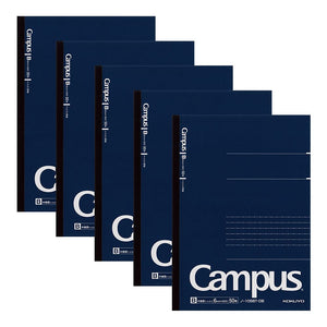 KOKUYO Campus Notebook, Business Type, Dot B 6mm Ruled, A5, 50 Sheets, 30 Lines, Navy Cover, Pack of 5, Japan Import (NO-105BT-DB)