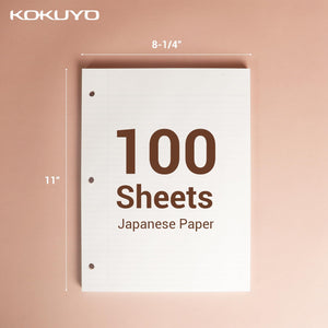Kokuyo Campus Loose Leaf Paper for 3 Ring Binders, 8-1/4"x11”, College Ruled Notebook Paper, 100 Sheets, 70 GSM Japanese Smooth Paper Prevents Ink Bleeding, School Suppliers.Japan Import(WSG-NO-887G1)