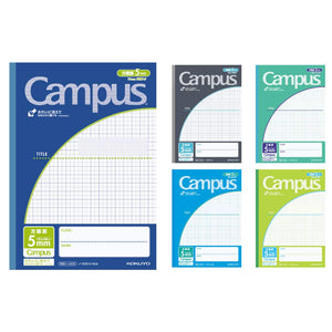 KOKUYO Campus Notebook, Easy Erasing, Semi-B5, 5mm(0.2in) Grid Ruled, 0.4 inch (10 mm) Solid Line, 30 Sheets, Pack of 5, Blue Colors, Japan Import (NO-30S10-5X5B)
