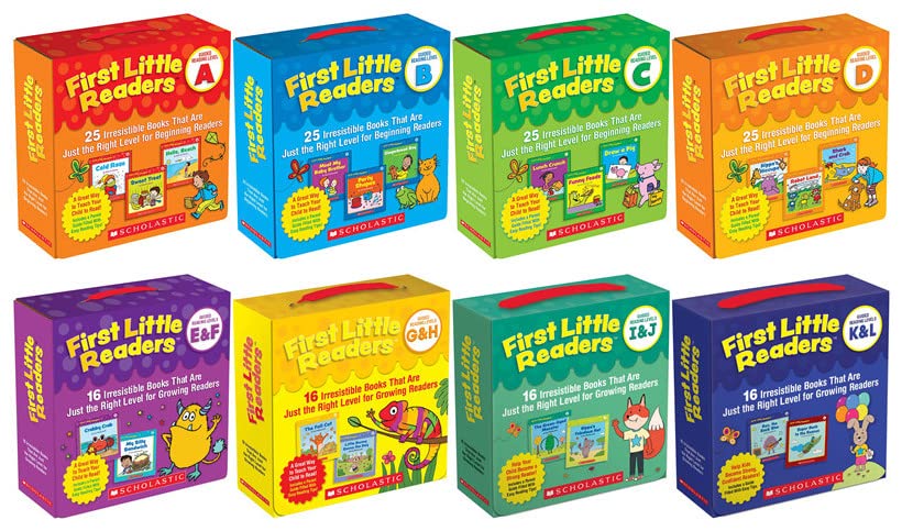 Scholastic First Little Readers 8 Parent Packs Complete Set - Guided Reading Level A, B, C, D, E&F, G&H, I&J, K&L