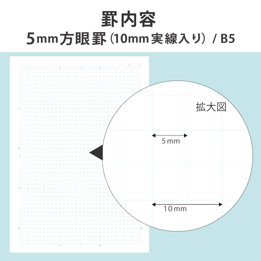 KOKUYO Campus Notebook, Easy Erasing, Semi-B5, 5mm(0.2in) Grid Ruled, 0.4 inch (10 mm) Solid Line, 30 Sheets, Pack of 5, Water Drop Pattren, Japan Import (NO-30VS10-5NX5)