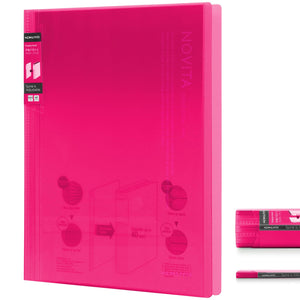 Kokuyo 40-Pocket Binder with Plastic Sleeves 8.5"x11" (Pink), A4 and US Letter Expandable Art Portfolio Folder with Clear Sheet Protectors. 80 Pages of Presentation Display Book. (RA-N40P)