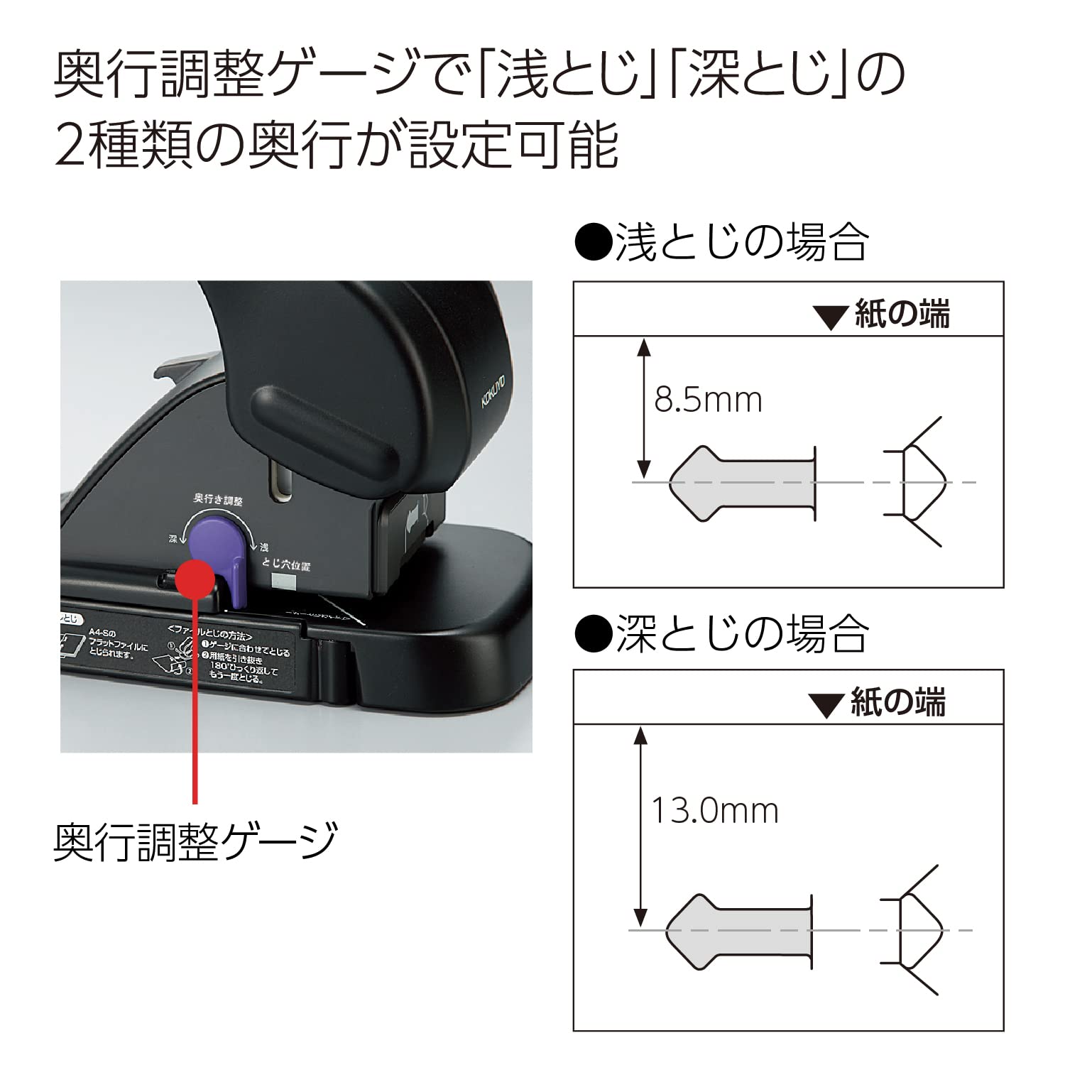 Kokuyo Harinacs Stapleless Stapler, Large Desktop Staple Free Stapler, 12 Sheet Capacity, Black, Japan Import (SLN-MS112D)