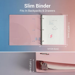 MUKAWA 1 Inch 3 Ring Binder, D-Ring Binder Holds 250 Sheets, PP Cover with Writable Spine Label, Lay-Flat Design, Letter Size 8.5x11, Lightweight for School, Office & Home Organization, 1 Pack, Pink