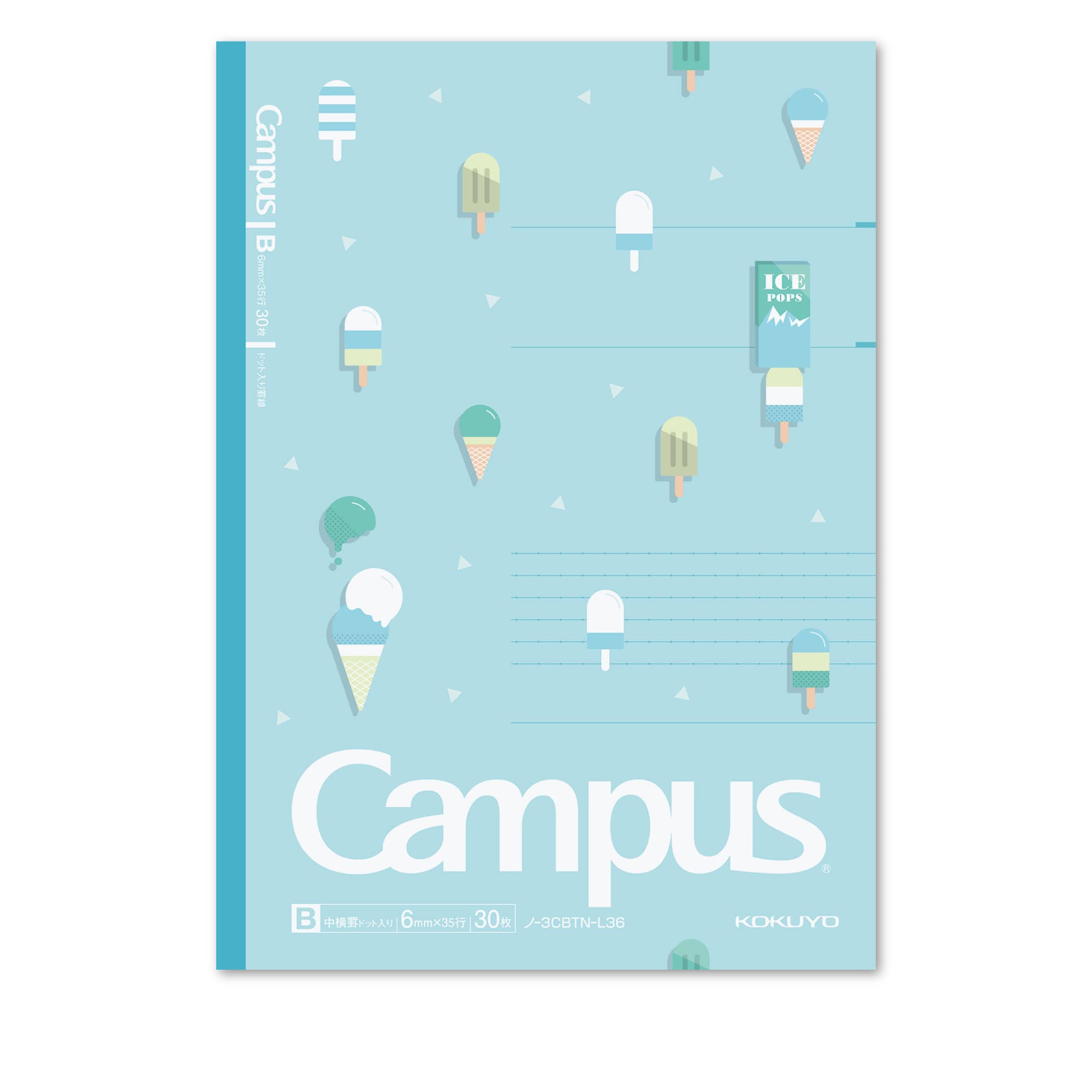 KOKUYO Composition Notebooks, 5 Pack Campus Semi-B5 Comp Book with Dot B 6mm Ruled, 30 Sheets, School Lined Notebook in Snack Motif, Journal Notebook for Women Work Study Note Taking (NO-3CBTN-L36X5)