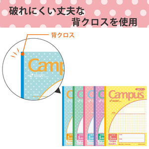 KOKUYO Campus Notebook, Easy Erasing, Semi-B5, 5mm(0.2in) Grid Ruled, 0.4 inch (10 mm) Solid Line, 30 Sheets, Pack of 5, Water Drop Pattren, Japan Import (NO-30VS10-5NX5)