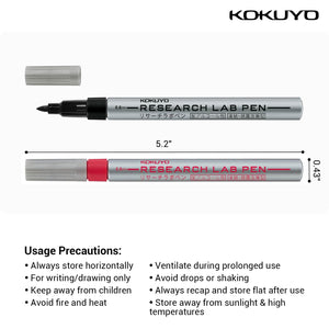 KOKUYO Alcohol Resistant Laboratory Markers, 5 Red Permanent Freezer Lab Pens with 0.6mm Fine Point Tip, Designed for Industrial, Lab and Hospital Use, Japan Import