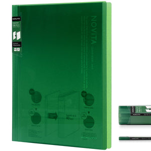 Kokuyo 40-Pocket Binder with Plastic Sleeves 8.5"x11" (Green), A4 and US Letter Expandable Art Portfolio Folder with Clear Sheet Protectors. 80 Pages of Presentation Display Book. (RA-N40G)