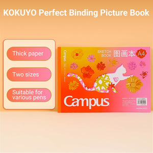Kokuyo 8.3" x 11.7" Sketch Book, Lay Flat A4 Marker Pad, 30 Sheets 110gsm Acid-Free Drawing Papers, Art Sketchbook for Drawing Pad for Kids Artists & Beginners Art Supplies for Adults, Pink