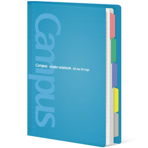 KOKUYO 5 Subject Spiral Notebook, Campus B5 Refillable Journal with 5 Tab Dividers, 100 Sheets in 5mm Ruled Loose Leaf Paper, Light Blue, Japan Import (RU-P333NLB & NO-836C)