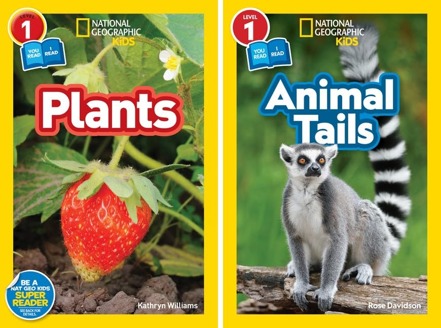 National Geographic Kids 10 Book Set - Pre-Reader & Level 1 : Buzz Bee, Flutter Butterfly, Slither Snake, Hoot Owl, Sleep Bear, Ants, Caterpillar to Butterfly, Seed to Plant, Plants, Animal Tails