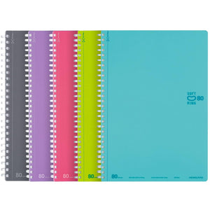 KOKUYO Spiral Lined Notebook, 5 Pack 10'' x 7'' Pastel Journal B5 Soft Ring Notebooks with Dot 6 mm Ruled, 80 Sheets, 1 Subject Notebook, Note Taking for School. Japan Import (SU-SV308BT)