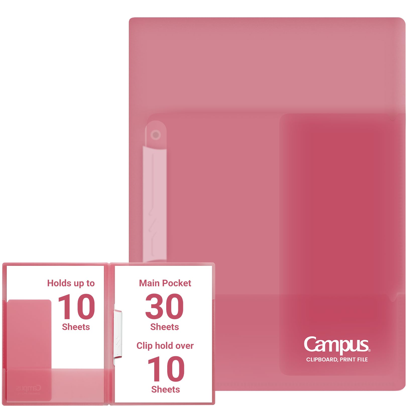 Kokuyo Campus Easy to Review Print File, Clip Folder, File Folder, A4, Pink, Japan Import (FU-CE755P)