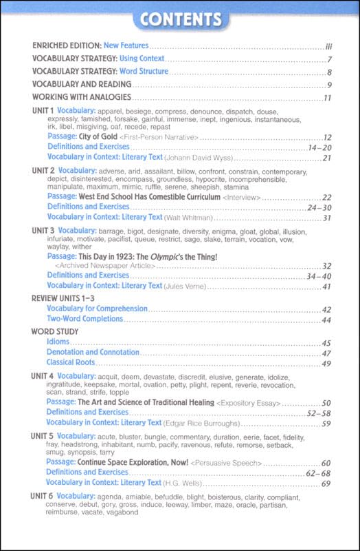 Vocabulary Workshop Enriched Student Edition Level A, Grade 6 | Vocabulary Workbook | English Language Arts Study Aid