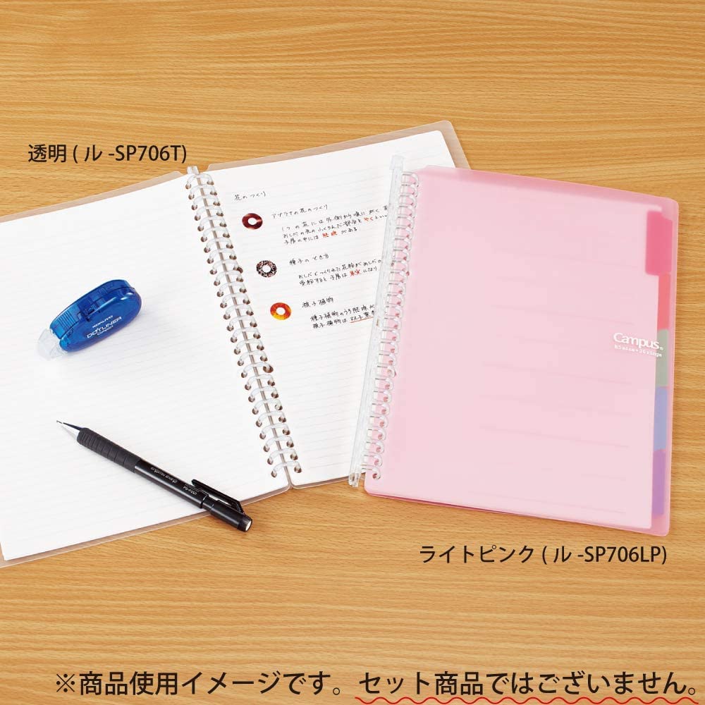 Kokuyo Campus Smart Ring Binder, B5 Clear Refillable Binder Notebook 26 Holes with 10 Extra Loose-Leaf Paper, Up to 60 Filler Papers for Work & Study, Japan Import (RU-SP706T)
