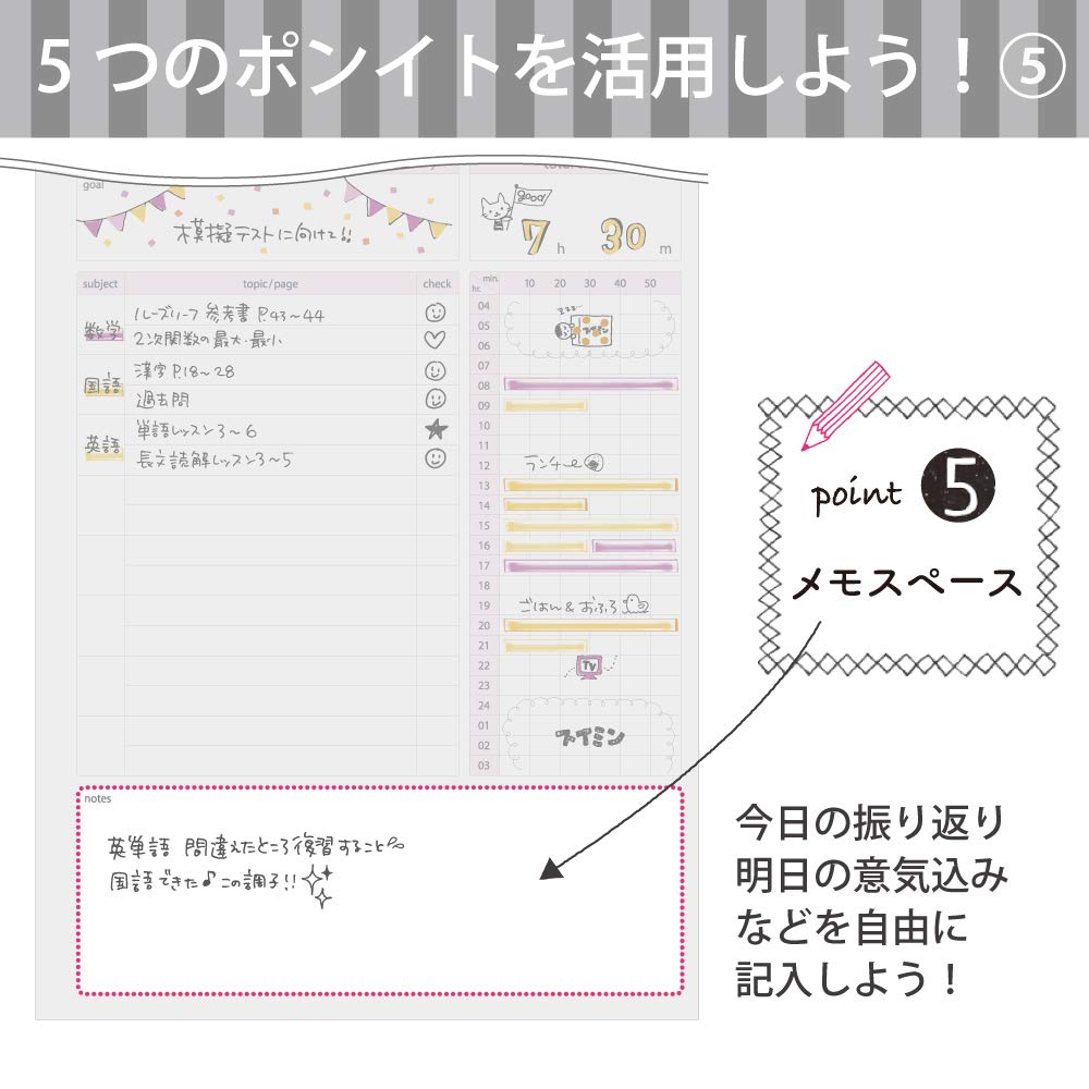 Kokuyo Campus Study Planner Notebook, Daily Ruled, A5, Light Pink, for 63 Days, Japan Import (NO-Y82MD-LP)