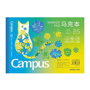 Kokuyo 7" x 10" Sketch Book, Lay Flat B5 Marker Pad, 30 Sheets 120gsm Acid-Free Drawing Papers, Art Sketchbook for Drawing Pad for Kids Artists & Beginners Art Supplies for Adults, Blue