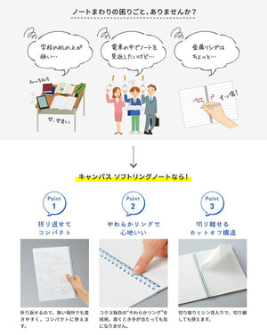 KOKUYO Spiral Lined Notebook, 8.3'' x 5.8'' Pastel Journal A5 Campus Soft Ring Notebooks with Dot 6 mm Ruled, 50 Sheets, Green 1 Subject Notebook, Note Taking for School. Japan Import (SU-S131BT-G)