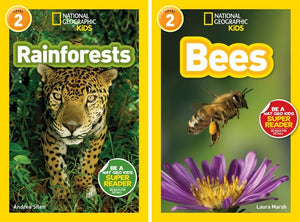 National Geographic Kids Readers, Level 2 Series, 10 Books Collection Set, Sharks, Prehistoric Mammals, Rainforests, Bees, Adorable Animals, Animal Superpowers, Bats, Manatees, Cheetahs, Tigers