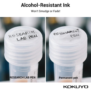 KOKUYO Alcohol Resistant Laboratory Markers, 3 Black & 2 Red Permanent Freezer Lab Pens with 0.6mm Fine Point Tip, Designed for Industrial, Lab and Hospital Use, Japan Import