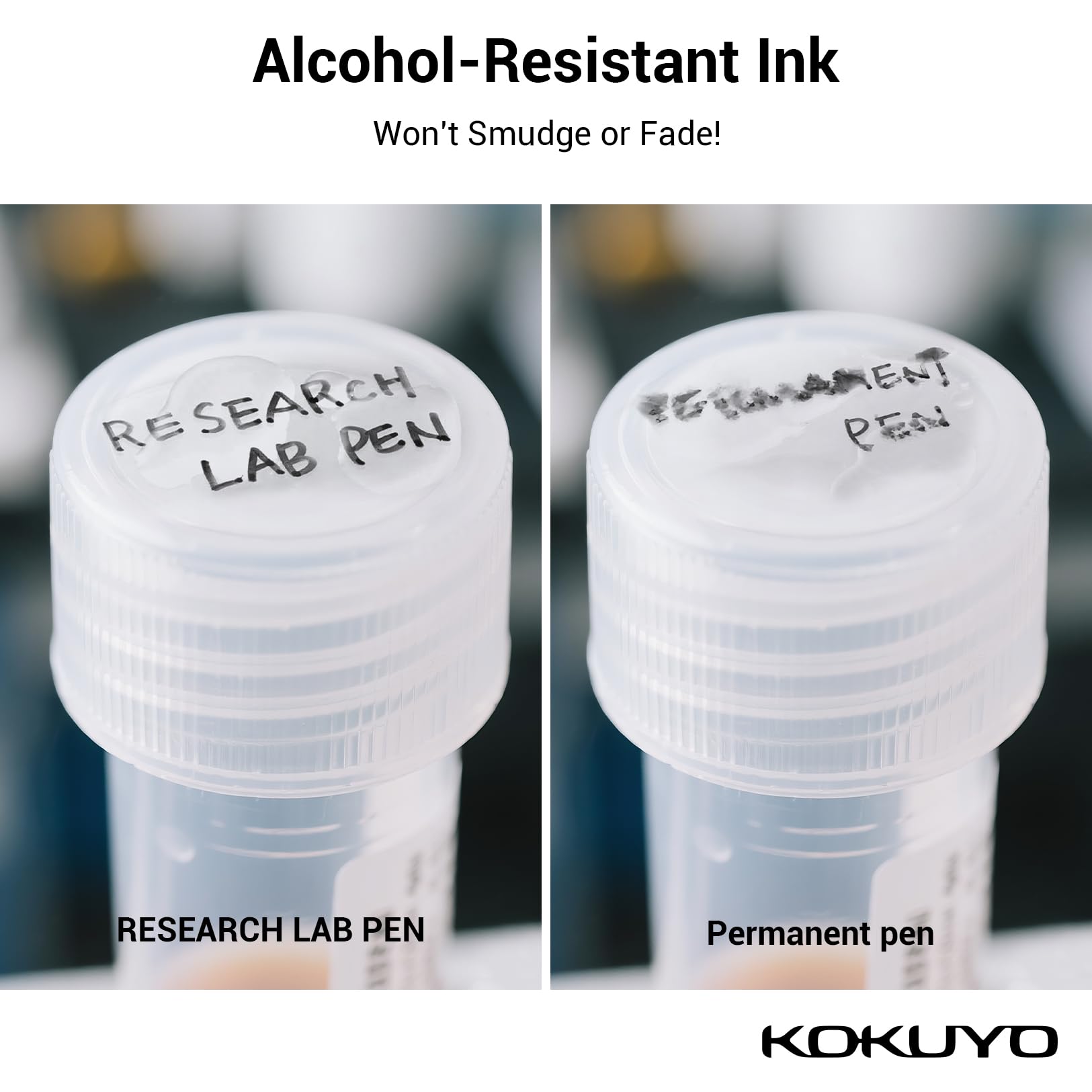 KOKUYO Alcohol Resistant Laboratory Markers, 5 Red Permanent Freezer Lab Pens with 0.6mm Fine Point Tip, Designed for Industrial, Lab and Hospital Use, Japan Import