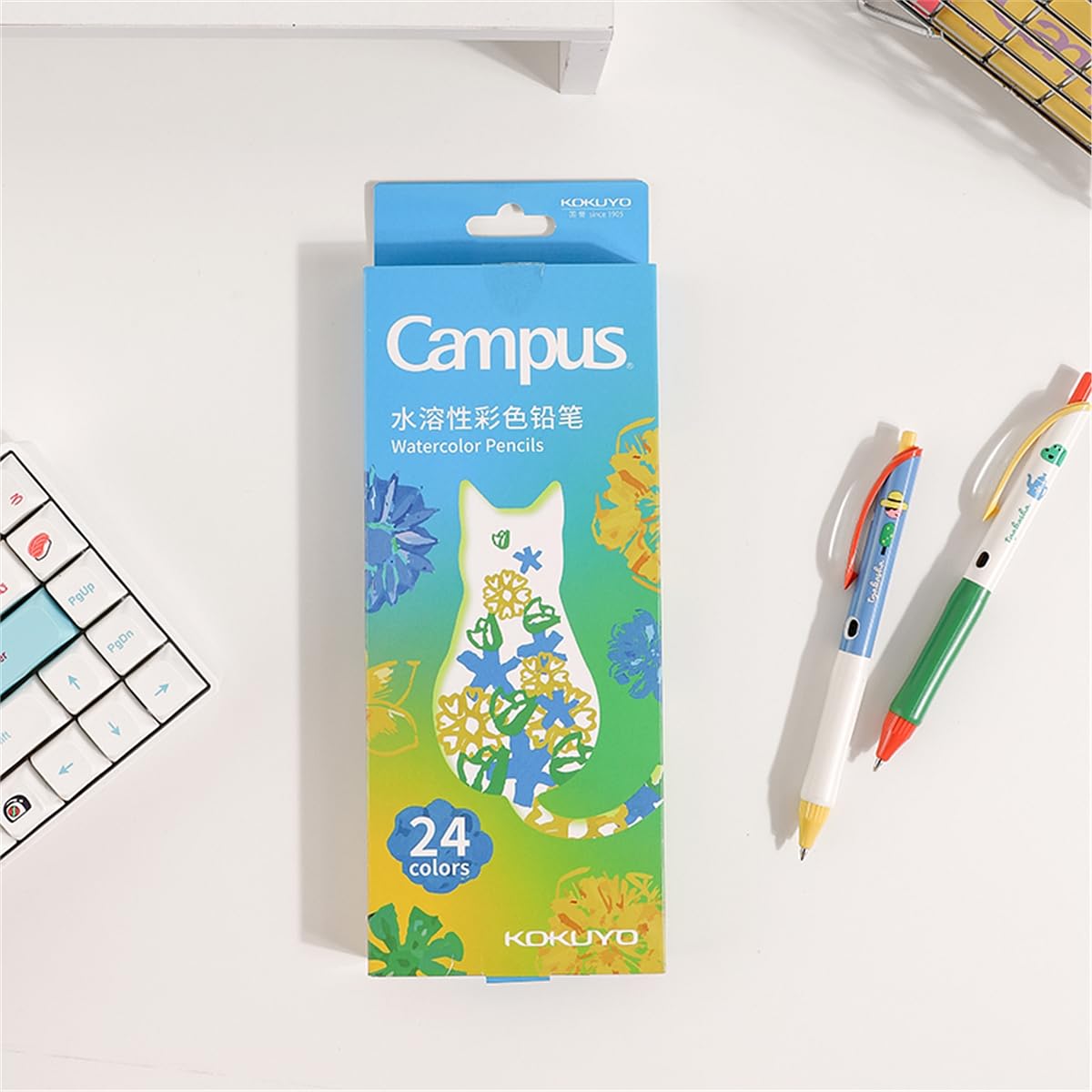 KOKUYO Colored Pencils for Coloring and Drawing, Premium Water Color, Back to School Supplies, Multicolor for Art, 24 Count (Blue Box)