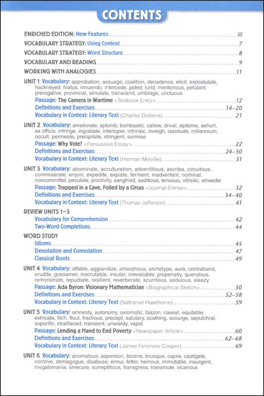 Vocabulary Workshop Enriched Level F Student Edition, Grade 11 | Academic Vocabulary Workbook | High School English Language Arts
