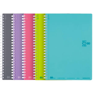 KOKUYO Spiral Lined Notebook, 5 Pack 8.3'' x 5.8'' Pastel Journal A5 Soft Ring Notebooks with Dot 6 mm Ruled, 80 Sheets, 1 Subject Notebook, Note Taking for School. Japan Import (SU-SV338BT)