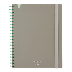 KOKUYO Graph Journal Notebook, Sooofa 7.2'' x 5.5'' Soft Ring Notebook for Women 4mm Grid Ruled, 80 Perforated Sheets, Gray, B6 Notebook for Work Journals for Writing. Japan Import (SU-SV748S4-M)