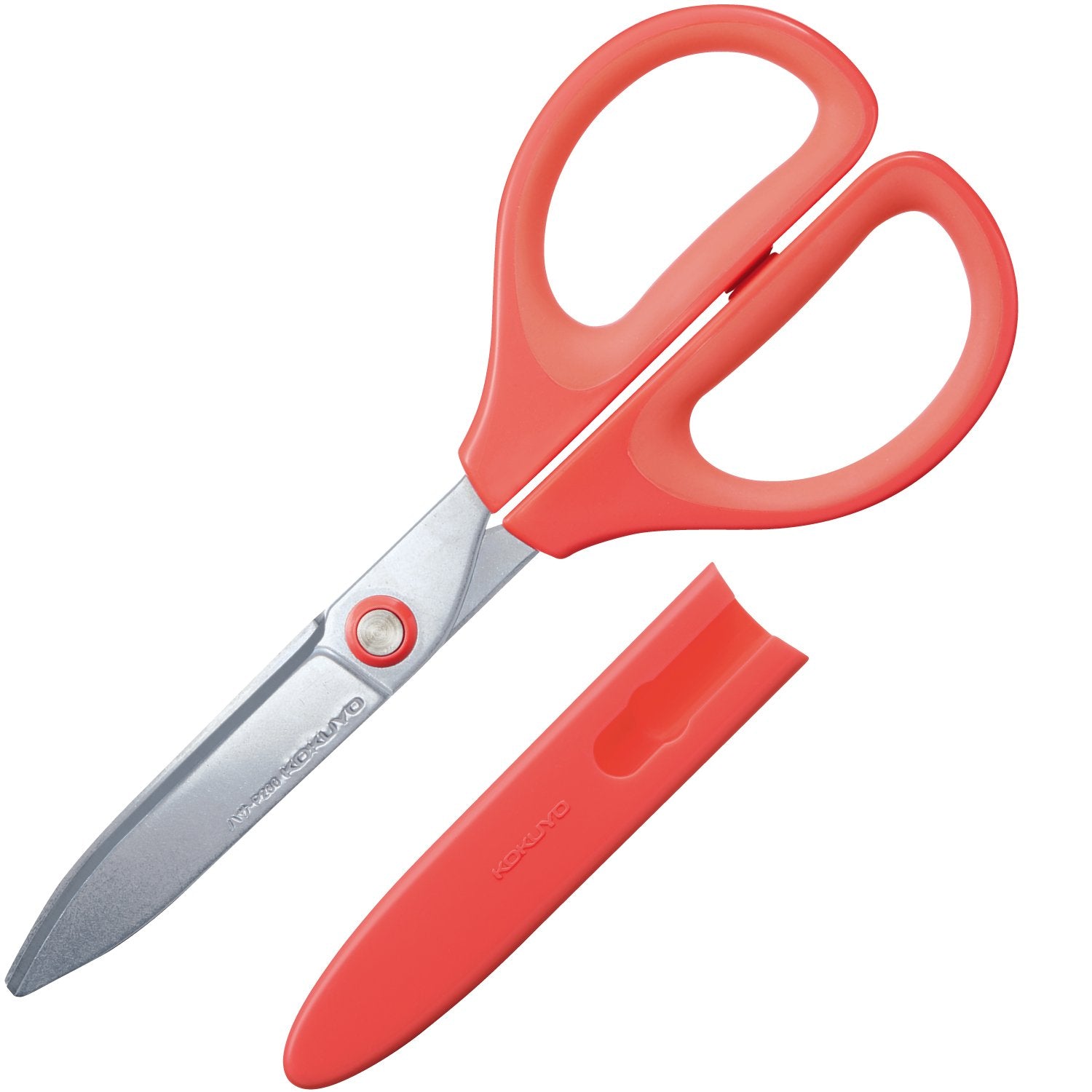 Kokuyo Saxa Non-Stick Scissors - Heavy Duty Titanium Coating Blades with 3D Technology, Ambidextrous Design for Crafting, Sewing & Daily Use, Red, Japan Import (HASA-P280R)