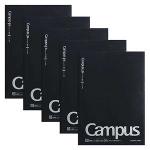 Kokuyo AMNO-3BTNX5-1 Notebooks, Campus Notebook, B5, With Dots, B Ruled, 5 Pack Black