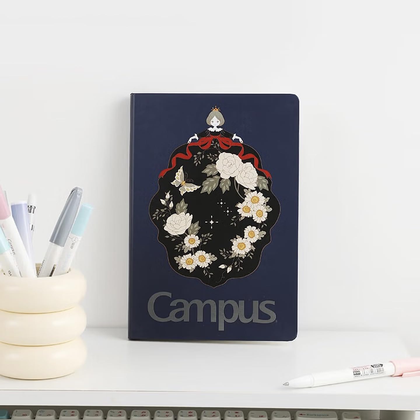 KOKUYO Lined Journal Notebook, A5 Hardcover Notebook for Women in 8mm Ruled, 100 Sheets Travel Journal in 5.75'' x 8.4'', Journaling, Writing, Work & Office, 70 GSM Japanese Smooth Paper, Navy