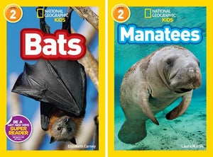 National Geographic Kids Readers, Level 2 Series, 10 Books Collection Set, Sharks, Prehistoric Mammals, Rainforests, Bees, Adorable Animals, Animal Superpowers, Bats, Manatees, Cheetahs, Tigers