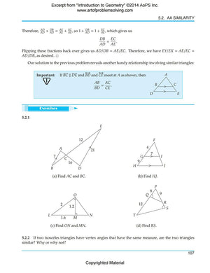 Art of Problem Solving (AoPS) Series, Introduction to Geometry 2 Books Set of Text and Solution by Richard Rusczyk