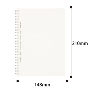 KOKUYO Spiral Lined Notebook, 8.3'' x 5.8'' Business Journal A5 Soft Ring Notebooks with A 6mm Ruled, 80 Perforated Sheets, Clear 1 Subject Notebook, Note Taking for Work. Japan Import (SU-SV538B-T)